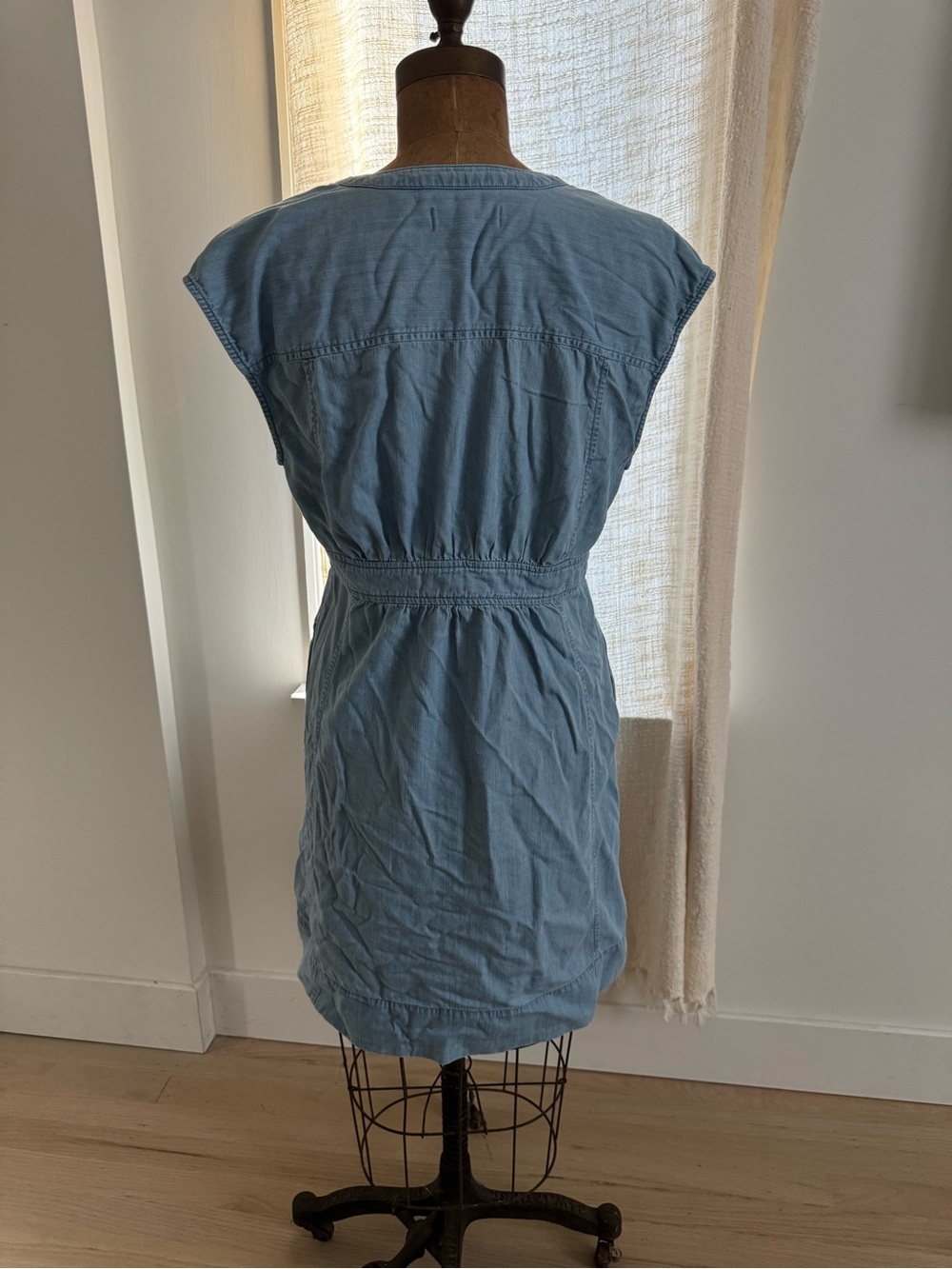 Madewell Light Blue Chambray Button-Front Mini Dress - Picture 3 of 10